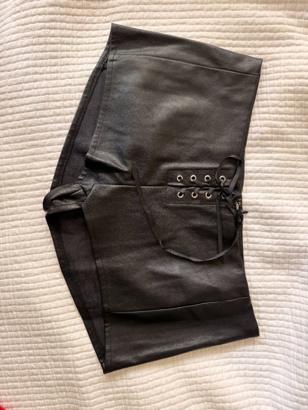 Edikted "Wilde" Lace Up Faux Leather Shorts - Size L